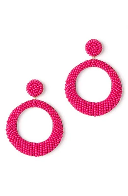 Deepa Gurnani Asta Beaded Hoop Drop Earrings in Fuchsia at Nordstrom