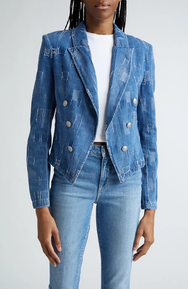 L'AGENCE Wayne Denim Double Breasted Crop Jacket Tucson at Nordstrom,