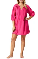 Tommy Bahama Tassel Cotton Seersucker Cover-Up Dress Passion Pink at Nordstrom,