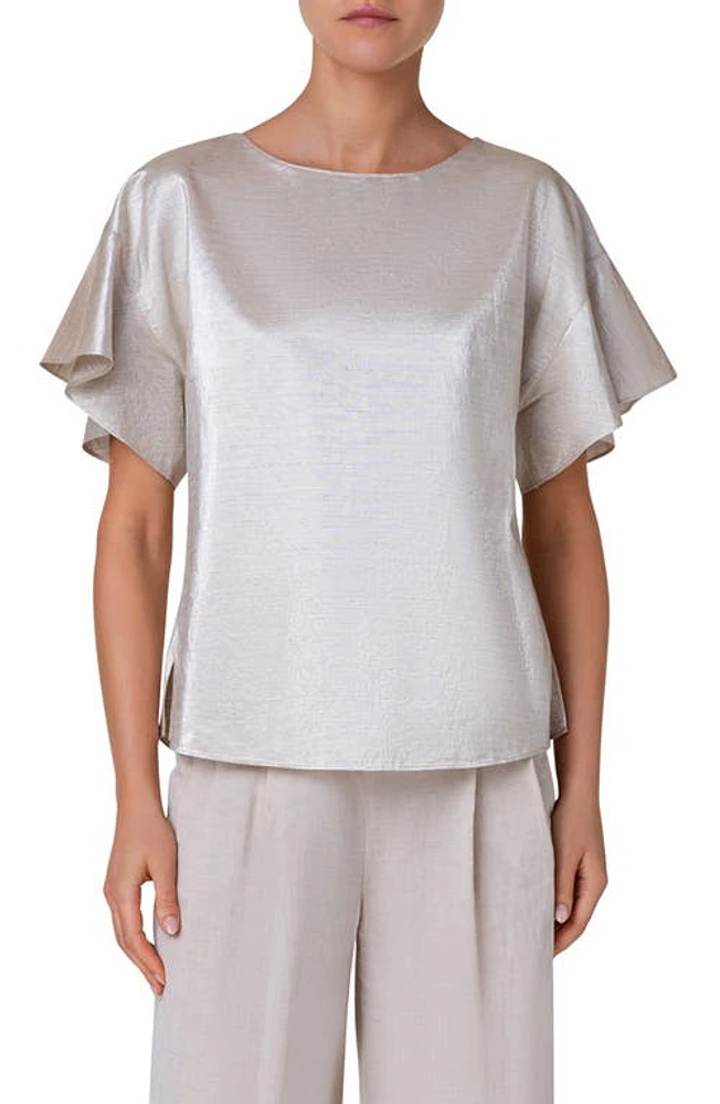 Akris punto Boxy Drop Shoulder Satin Top Gold at Nordstrom,