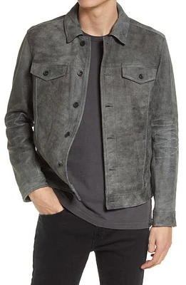 John Varvatos Andrew Suede Trucker Jacket Seal Grey at Nordstrom,