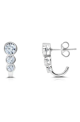 Crislu Cubic Zirconia Huggie Hoop Earrings in Platinum at Nordstrom