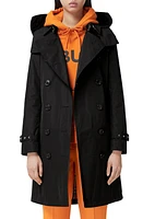 burberry Kensington Taffeta Trench Coat with Detachable Hood Black at Nordstrom,