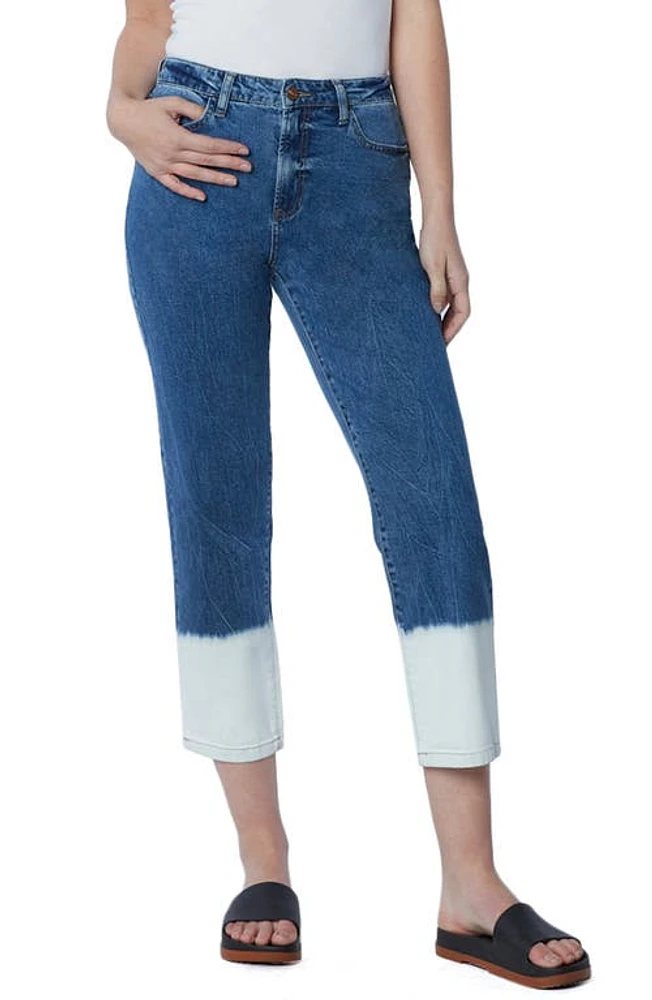 HINT OF BLU High Waist Relaxed Crop Straight Leg Jeans Dipped Blue at Nordstrom,