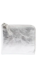 Comme des Garçons Wallets Metallic Leather Half Zip Wallet in Silver at Nordstrom