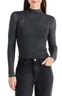 Steve Madden Serita Metallic Rib Mock Neck Sweater in Black at Nordstrom, Size X-Small