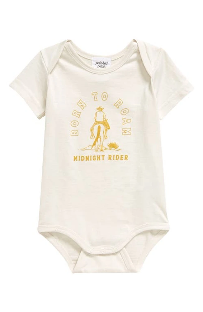 POLISHED PRINTS Born to Roam Organic Cotton Bodysuit Eggnog at Nordstrom,