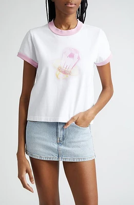 Alexander Wang Sugar Baby Shrunken Ringer Graphic T-Shirt White/Pink at Nordstrom,