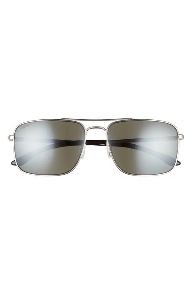 Smith Outcome 59mm Polarized Aviator Sunglasses in Matte Silver/Platinum Mirror at Nordstrom