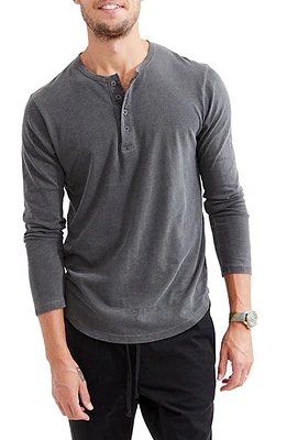 Goodlife Sun-Faded Long Sleeve Slub Scallop Henley Black at Nordstrom,