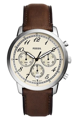 Fossil Neutra Chronograph Leather Strap Watch, 44mm in Brown at Nordstrom, Size 44 Mm