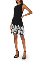 Milly Lace Trim Sleeveless Knit Minidress in Black/Ecru at Nordstrom, Size X-Large