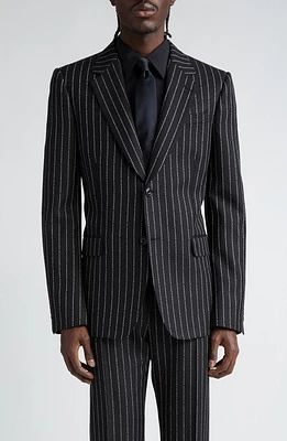 Alexander McQueen Logo Stripe Wool Sports Coat Black White at Nordstrom, Us