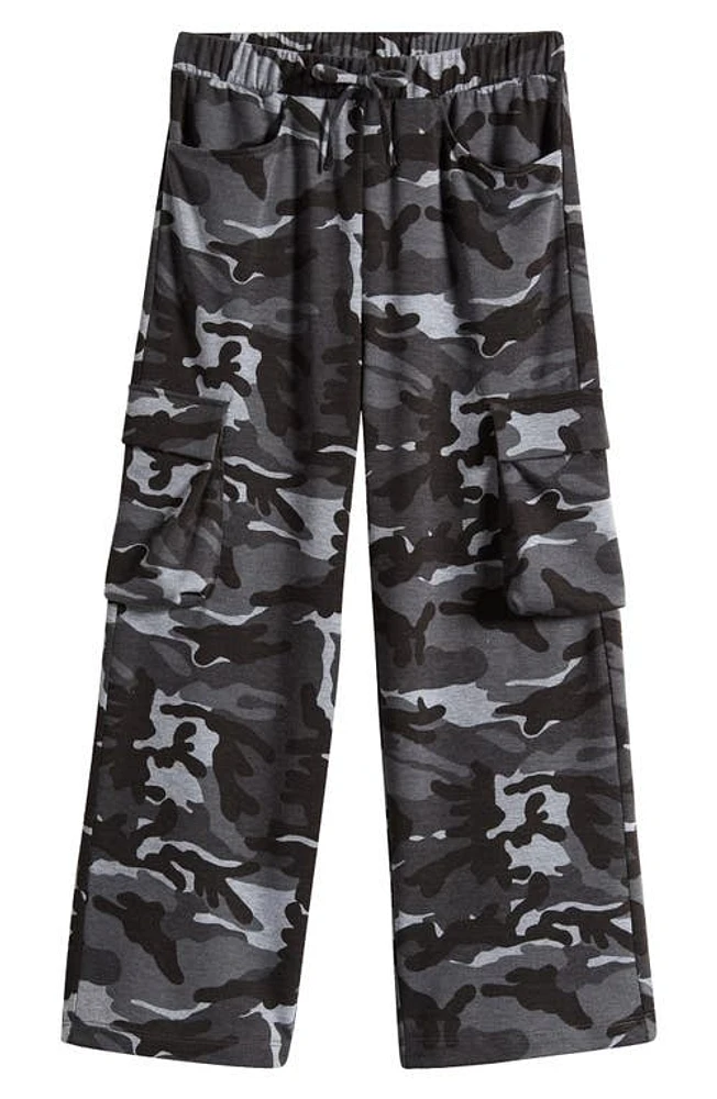 Good Luck Girl Kids' Camo Knit Cargo Pants Grey at