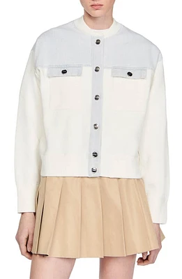 sandro Tedy Mixed Media Jacket White at Nordstrom,