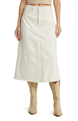 Re/Done Seamed Denim Midi Skirt Vintage White at Nordstrom,