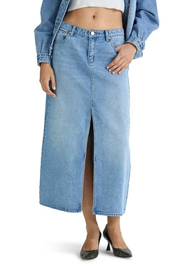 ABRAND '99 Sylvie Low Rise Denim Maxi Skirt in Distressed Light Denim at Nordstrom, Size 23