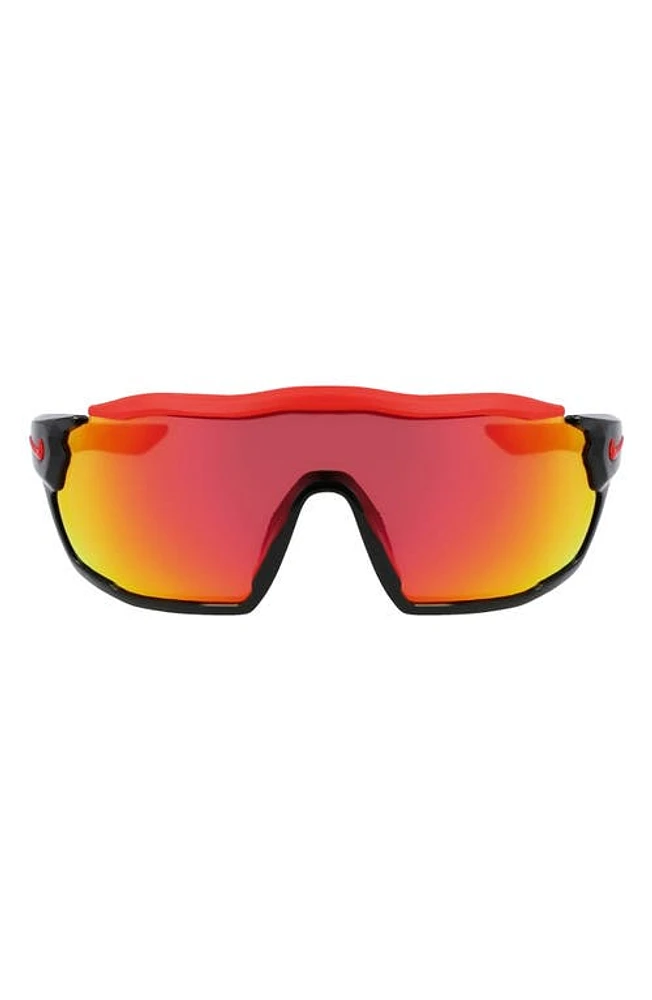 Nike Show X Rush 58mm Shield Sunglasses in Black/Red Mirror at Nordstrom