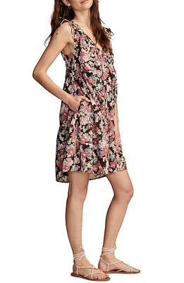 Lucky Brand Floral Sleeveless Minidress Raven Multi at Nordstrom,