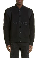 Givenchy Logo Virgin Wool Bomber Jacket Black at Nordstrom,