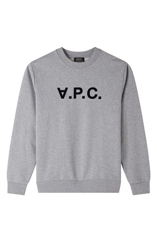 A. P.C. Grand V. Logo Sweatshirt Navy at Nordstrom,