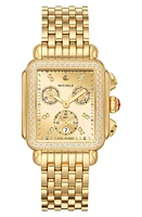 MICHELE Deco Diamond Chronograph Bracelet Watch, 35mm in Gold at Nordstrom