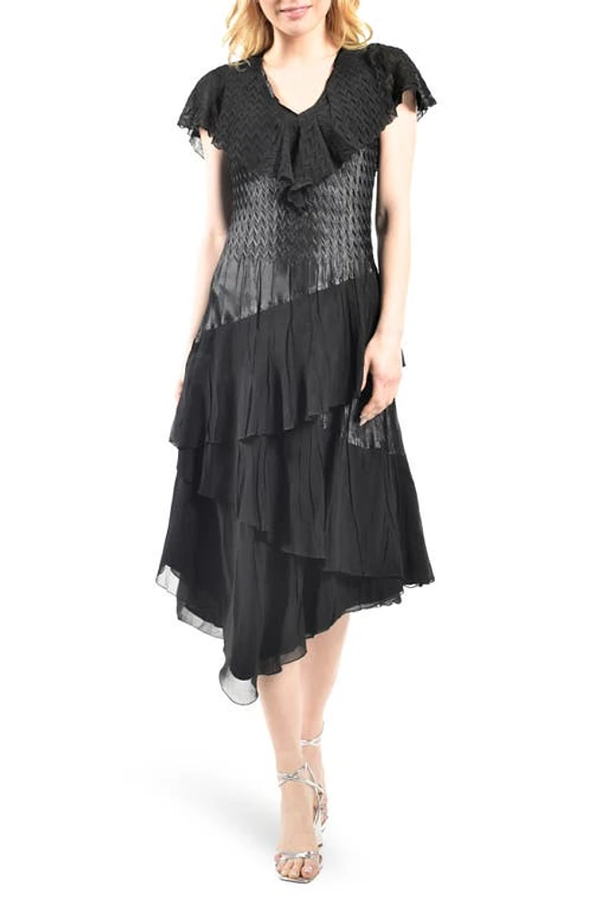 Komarov Flutter Sleeve Dress Black at Nordstrom,