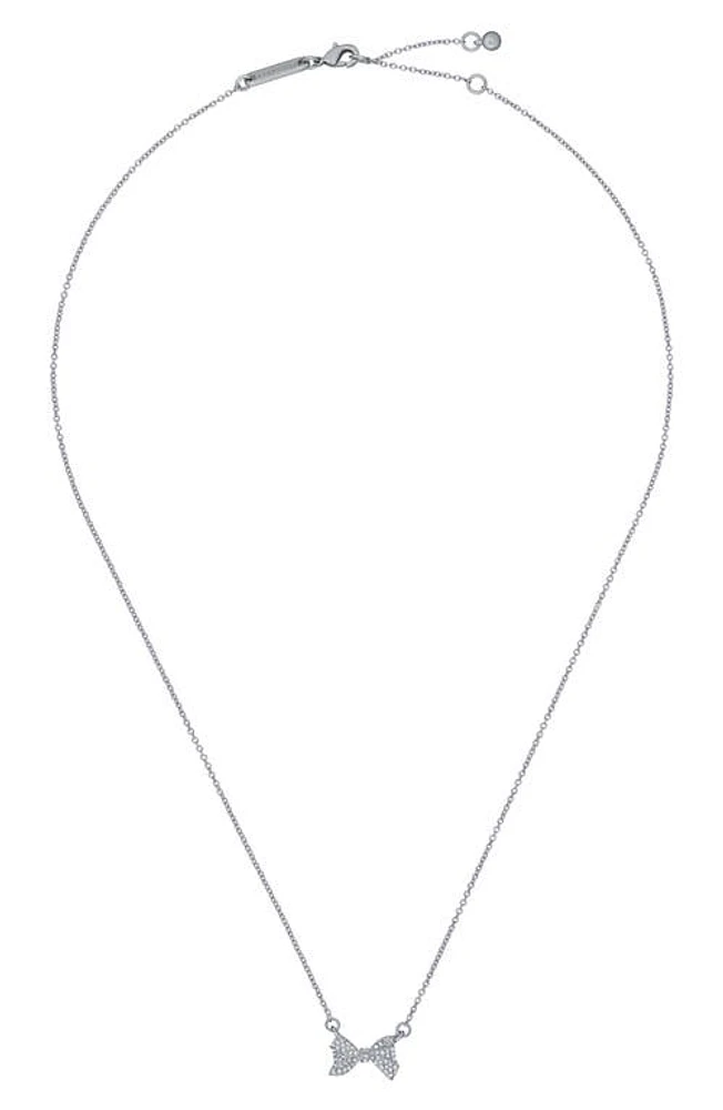 Ted Baker London Barsie Pavé Crystal Bow Pendant Necklace in Silver Tone/Clear Crystal at Nordstrom