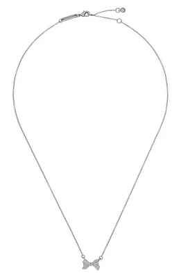 Ted Baker London Barsie Pavé Crystal Bow Pendant Necklace in Silver Tone/Clear Crystal at Nordstrom