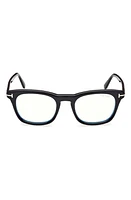 TOM FORD 50mm Square Blue Light Blocking Glasses in Shiny Black at Nordstrom