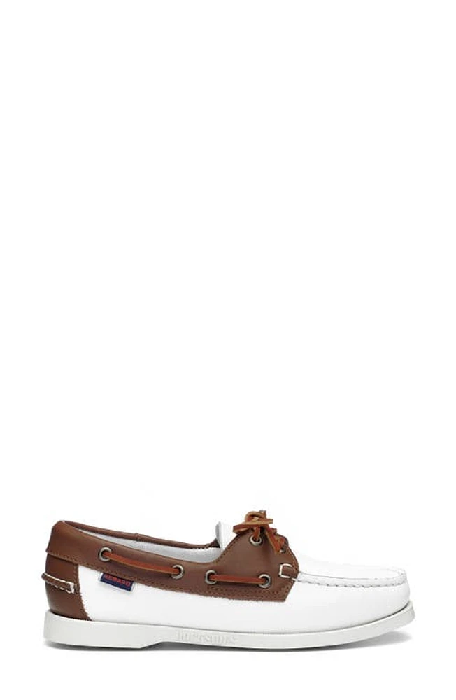 Sebago Docksides Portland Water Resistant Boat Shoe White-Brown at Nordstrom,