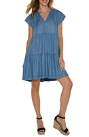 Liverpool Los Angeles Flutter Sleeve Chambray Babydoll Dress Delwood at Nordstrom,