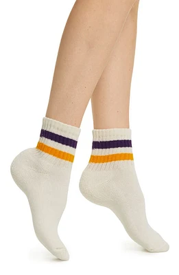 American Trench The Retro Stripe Quarter Socks in Purple/Gold at Nordstrom