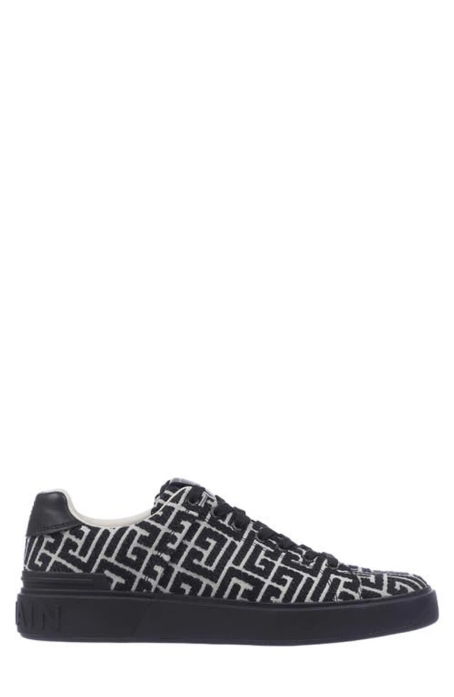 Balmain B-Court Monogram Low Top Sneaker Black /Ivory at Nordstrom,