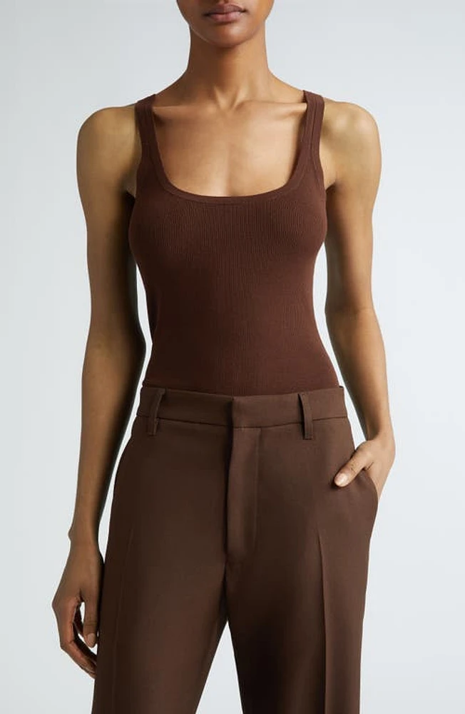 Michael Kors Collection Scoop Neck Rib Tank Nutmeg at Nordstrom,