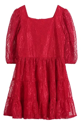 Zac Posen Kids' Puff Sleeve Lace Dress Red at Nordstrom,