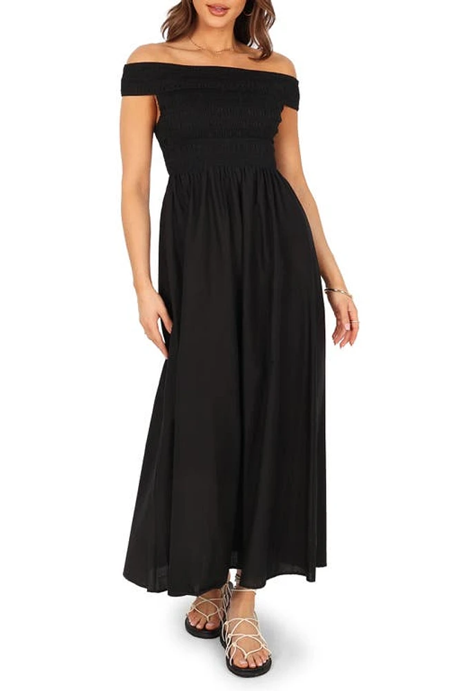 Petal & Pup Tessa Off the Shoulder Maxi Dress Black at Nordstrom,