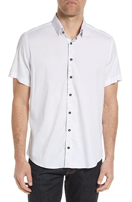 Stone Rose Men's Stretch Short Sleeve Button-Up Shirt in White at Nordstrom, Size Small