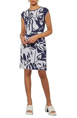 Ming Wang Abstract Floral Knit Dress Indigo/white at Nordstrom,