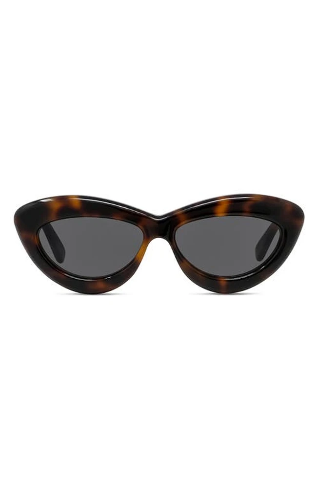 Loewe Curvy 54mm Cat Eye Sunglasses in Dark Havana /Smoke at Nordstrom