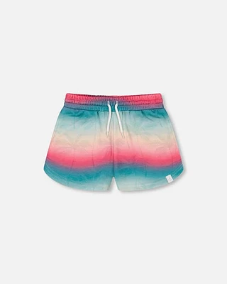 Deux Par Deux Little Girl's French Terry Short Printed Tie Dye Waves at Nordstrom