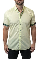 Maceoo Galileo Calamansi Yellow Contemporary Fit Short Sleeve Button-Up Shirt at Nordstrom,