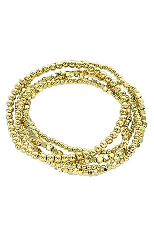 Panacea Set of 5 Beaded Stretch Bracelets in Gold at Nordstrom