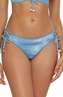 Becca Washed Away Metallic Side Tie Hipster Bikini Bottoms Ice Blue at Nordstrom,