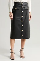 L'AGENCE Milann Faux Leather Midi Skirt Black at Nordstrom,