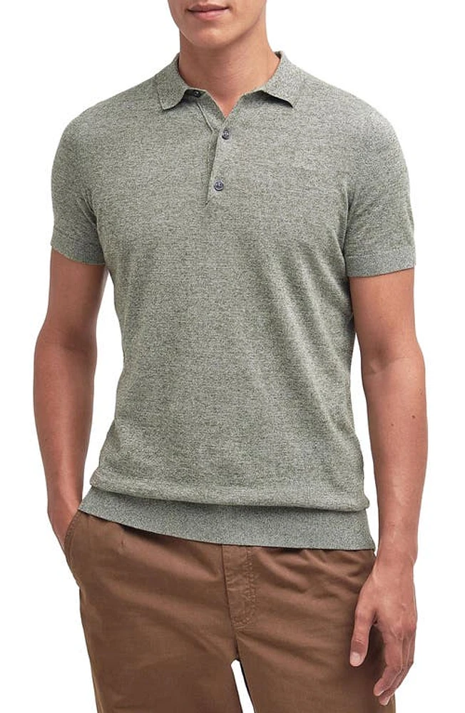 Barbour Buston Cotton & Linen Polo Dusty Green at Nordstrom,