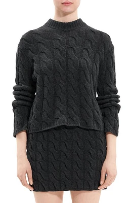 Theory Cable Knit Wool & Cashmere Sweater Charcoal - A00 at Nordstrom,