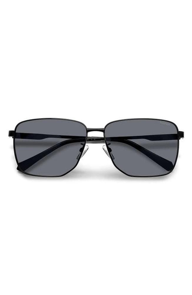 Polaroid 62mm Polarized Oversize Square Sunglasses in Black/Gray Polar at Nordstrom