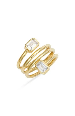 SHYMI Emerald Cut Spiral Statement Ring in Gold/White at Nordstrom