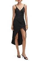 MANGO Polka Dot High-Low Gauze Dress in Black at Nordstrom, Size 8